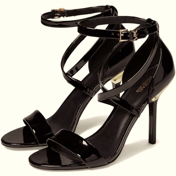 NWT Michael Kors Women’s “Astrid” Sandal in Patent Leather w/Gold Heal Size 9.5 - Picture 5 of 12